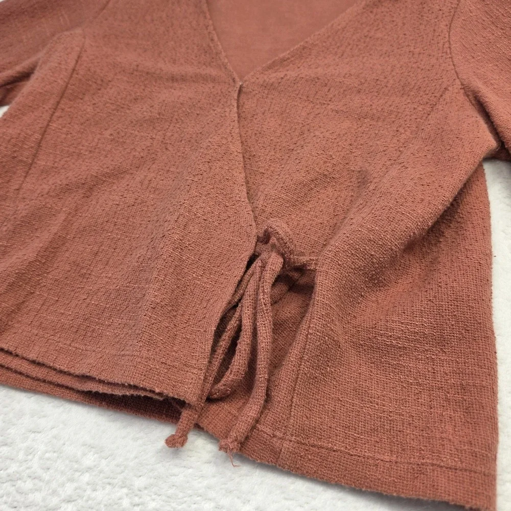 Madewell Texture & Thread Wrap Top Womens Small Rust Short Sleeve Tie Side
